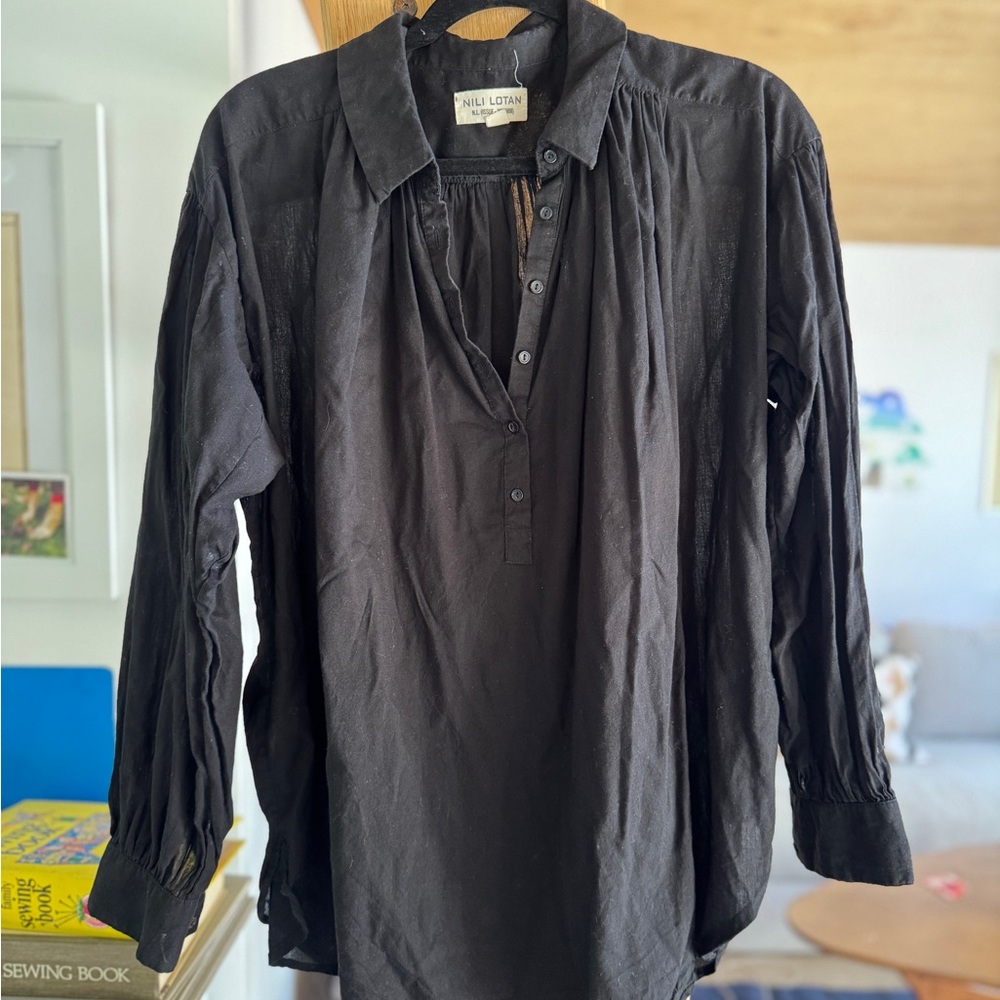 Nili Lotan black Button-Up Shirt (M)